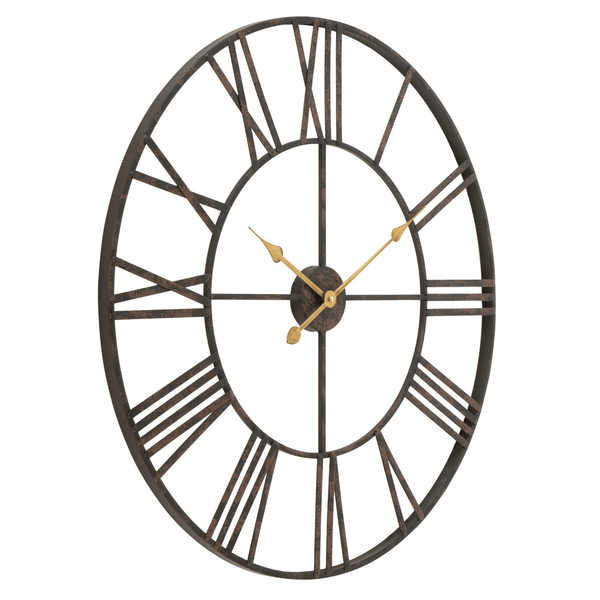 Solange Round Analog Metal Wall Clock - 30" Dark Brown EasyOptionXY LLC