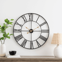 Solange Round Analog Metal Wall Clock - 30" Dark Brown EasyOptionXY LLC
