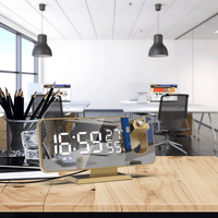 Jumper Alarm Clock for Bedroom Digital Projection Dual Alarms Clock, Temperature Humidity Date Display Function, Projector Alarm Clock with Radio Gold EasyOptionXY LLC