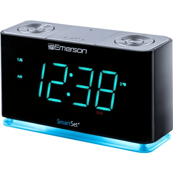 Emerson SmartSet Dual Alarm Clock Radio, Bluetooth Speaker, USB Charging, Night LED, 1.4" Cyan LED Display, ER100301 EasyOptionXY LLC