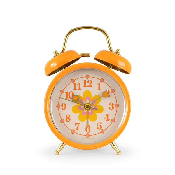 Mainstays Mini Floral Indoor Vintage Groovy Style Orange Table Top Analog Alarm Clock EasyOptionXY LLC