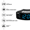 NELSONIC Digital AM/FM Clock Radio with Built in Aux Cord, Black with Blue LED Display EasyOptionXY LLC