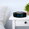 NELSONIC Digital AM/FM Clock Radio with Built in Aux Cord, Black with Blue LED Display EasyOptionXY LLC