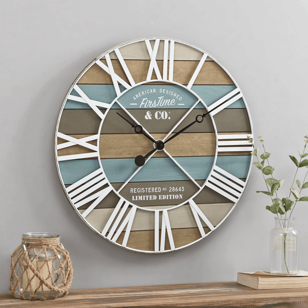 FirsTime & Co. Blue Maritime Planks Wall Clock, Farmhouse, Analog, 24 x 2 x 24 in EasyOptionXY LLC