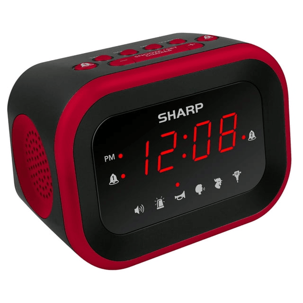 Sharp Super Loud Alarm Clock for Heavy Sleepers, 6 Extremely Loud Wake Up Sounds - up to 115db Volume, Red/Black with Red LED Display EasyOptionXY LLC