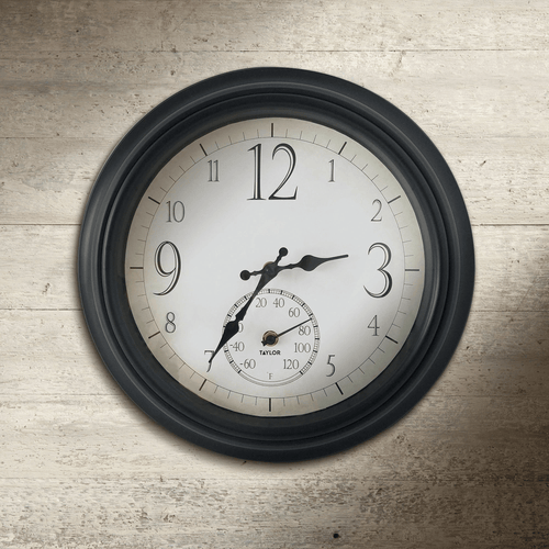 Taylor 14" Decorative Clock with Thermometer EasyOptionXY LLC