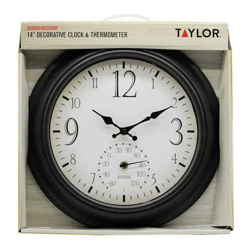 Taylor 14" Decorative Clock with Thermometer EasyOptionXY LLC