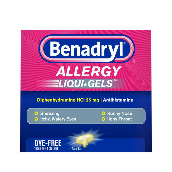 Benadryl Liqui-Gels Antihistamine Allergy Medicine; Dye Free; 24 Count EasyOptionXY LLC