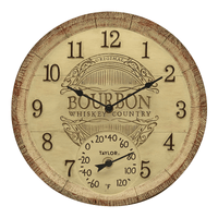Taylor 14-inch Bourbon Barrel Clock with Thermometer EasyOptionXY LLC