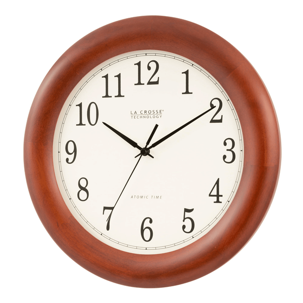 La Crosse Technology 12.5 Inch Cherry finish Oak Wood Atomic Analog Clock, WT-3122A-Int EasyOptionXY LLC