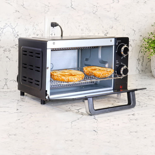 Total Chef 4 Slice Countertop Toaster Oven with Convection 1000W Stainless Steel Baking Rack and Pan, Black EasyOptionXY LLC