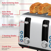 Brentwood Select TS-447S 1,500-Watt Extra-Wide Stainless Steel 4-Slice Toaster EasyOptionXY LLC