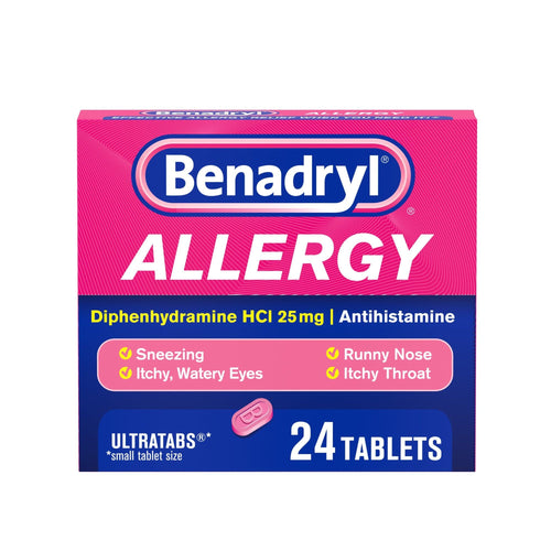 Benadryl Ultratabs Antihistamine Cold & Allergy Relief Tablets; 24 Count EasyOptionXY LLC