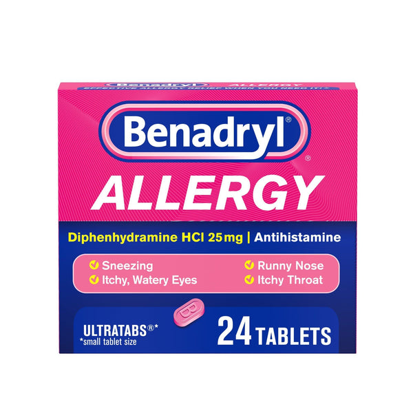 Benadryl Ultratabs Antihistamine Cold & Allergy Relief Tablets; 24 Count EasyOptionXY LLC