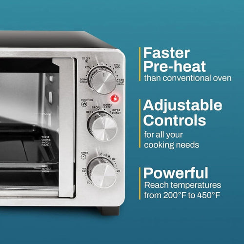 Elite Gourmet ETO2530M New Double French Door Toaster Oven fits 12" Pizza, Stainless Steel EasyOptionXY LLC