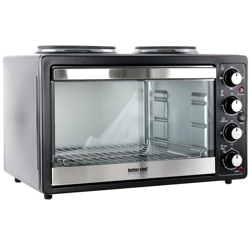 Better Chef Chef Central XL Toaster Oven and Broiler with Dual Solid Element Burners in Black EasyOptionXY LLC