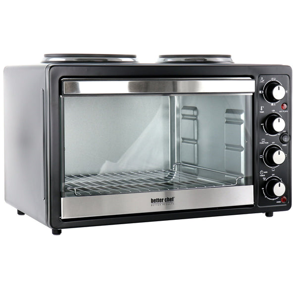 Better Chef Chef Central XL Toaster Oven and Broiler with Dual Solid Element Burners in Black EasyOptionXY LLC