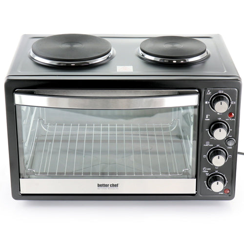Better Chef Chef Central XL Toaster Oven and Broiler with Dual Solid Element Burners in Black EasyOptionXY LLC