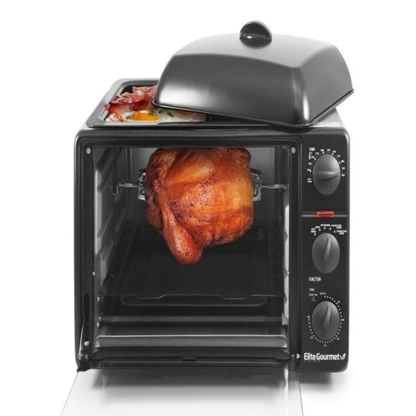 Elite Gourmet ERO-2008SX New Cuisine 0.8Cu Multi-Function Toaster Oven Grill/Griddle Oven Top-Black EasyOptionXY LLC