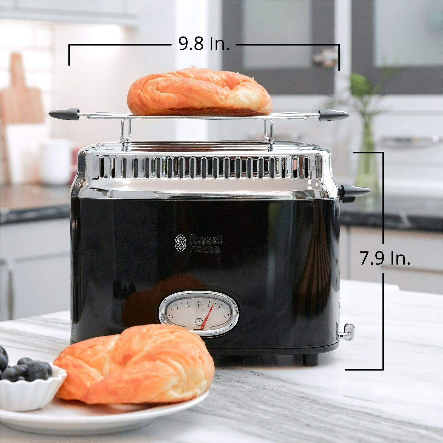 Russell Hobbs Retro Style 2-Slice Toaster, Black, TR9150BKR EasyOptionXY LLC