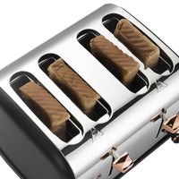 MegaChef 4 Slice Wide Slot Toaster with Variable Browning in Black and Rose Gold EasyOptionXY LLC