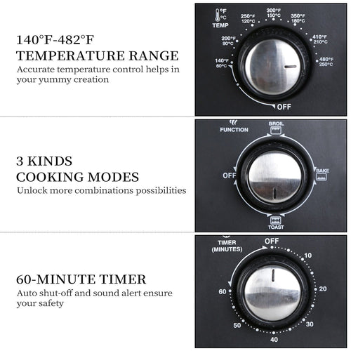 Dubbin Small Toaster Oven Countertop, Black EasyOptionXY LLC