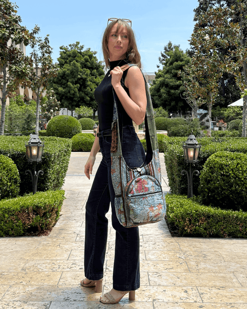 Kathmandu Collection Vintage Patchwork Hobo Bag with Water Bottle Pockets Jupiter Gear