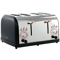 MegaChef 4 Slice Wide Slot Toaster with Variable Browning in Black and Rose Gold EasyOptionXY LLC