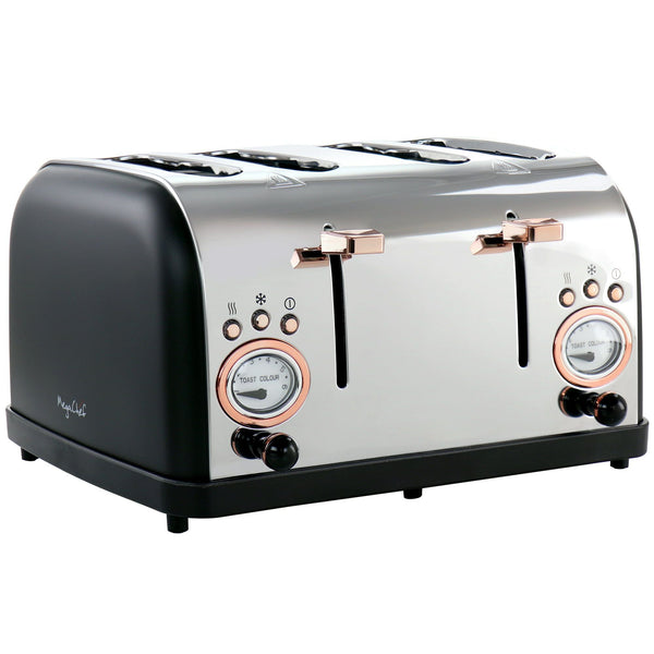 MegaChef 4 Slice Wide Slot Toaster with Variable Browning in Black and Rose Gold EasyOptionXY LLC