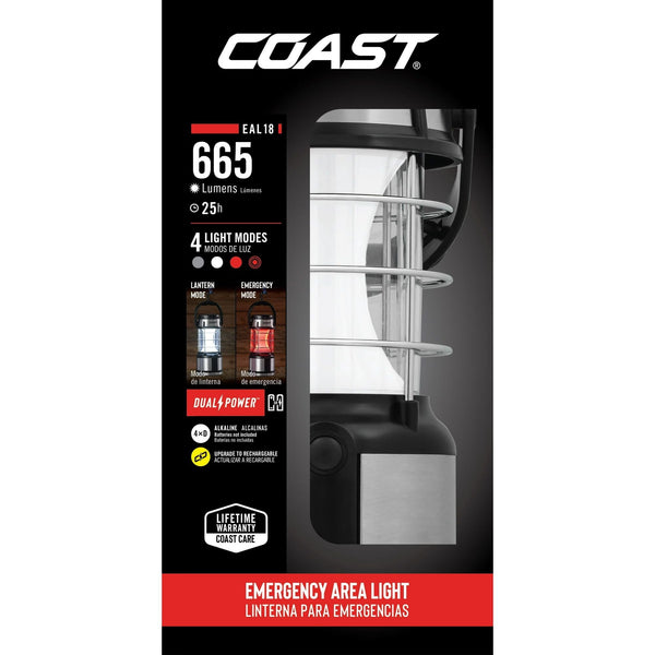 COAST EAL18 460 Lumen Dual Power Dual Color Storm Proof Portable LED Lantern, Battery Powered EasyOptionXY LLC