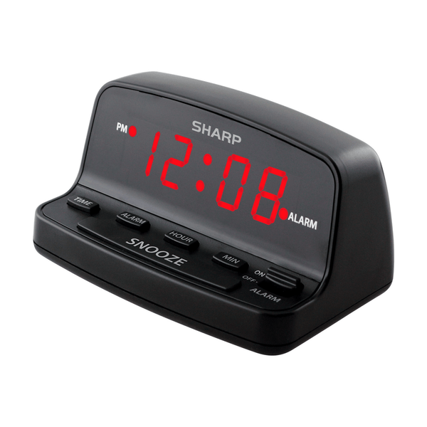 SHARP Digital Alarm Clock, Midnight Black, Easy to Set Keyboard Controls, Red LED Display EasyOptionXY LLC