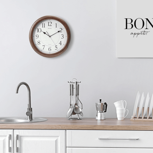 Seiko 13" Round Brown Oak Quiet Sweep Wall Clock, Analog, Quartz QXA129BLH EasyOptionXY LLC