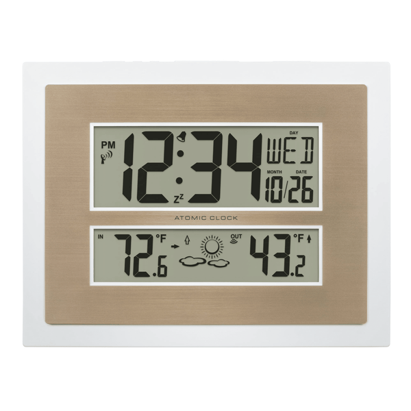 La Crosse Technology Atomic Digital White & Champagne Contemporary Clock, 512-14937-Int EasyOptionXY LLC