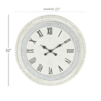 DecMode 22" White Wood Carved Beading Wall Clock EasyOptionXY LLC