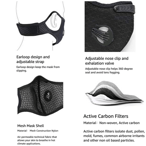 Performance Sports Face Mask with Activated Carbon Filter and Breathing Valves Jupiter Gear