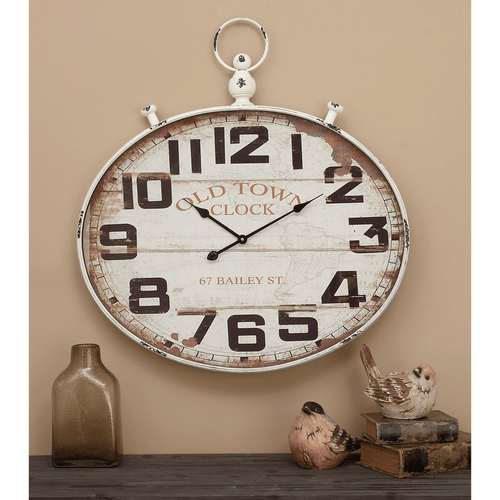 DecMode 36" White Metal Pocket watch Style Wall Clock EasyOptionXY LLC