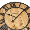 Westclox 16" Natural Wood Grain with Raised Roman Numerals & Iron Finish Analog QA Wall Clock EasyOptionXY LLC