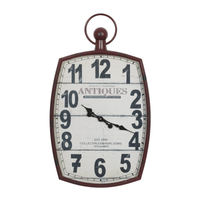 DecMode 19" x 33" Red Metal Pocket Watch Style Wall Clock EasyOptionXY LLC