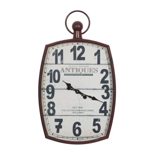 DecMode 19" x 33" Red Metal Pocket Watch Style Wall Clock EasyOptionXY LLC