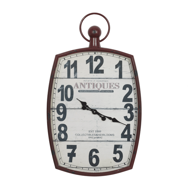 DecMode 19" x 33" Red Metal Pocket Watch Style Wall Clock EasyOptionXY LLC