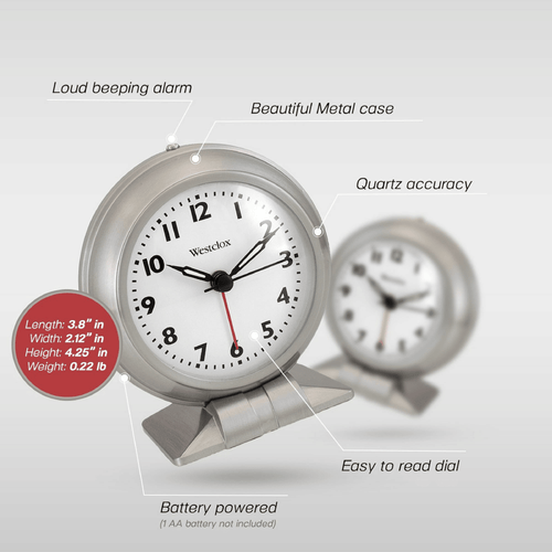 Westclox Silver Metal Analog Alarm Clock - Sleek and Elegant, with Precision Timekeeping EasyOptionXY LLC