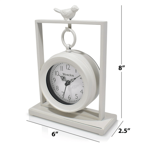 Westclox White Vintage Style Metal 8" Bird-Watching Analog QA Table Clock EasyOptionXY LLC