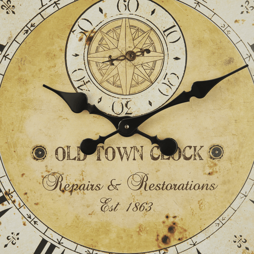 DecMode 32" Brown Wooden Distressed Wall Clock with Typography EasyOptionXY LLC