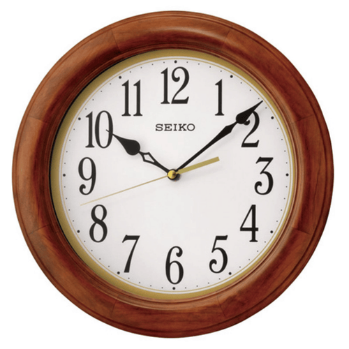 Seiko 12" Light Brown Wall Clock, Round, Traditional, Analog, Quartz QXA522BLH EasyOptionXY LLC