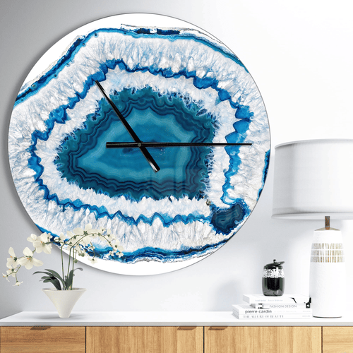 Designart 'Blue Agate Crystal' Metal Wall Clock (Size: 23" x 23") EasyOptionXY LLC