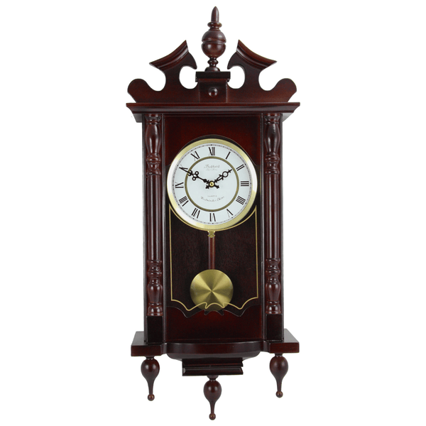 Bedford Clock Collection Classic 31" Chiming Wall Clock With Roman Numerals And A Swinging Pendulum in a Cherry Oak Finish EasyOptionXY LLC