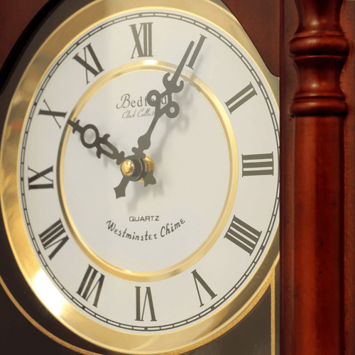 Bedford Clock Collection Classic 31" Chiming Wall Clock With Roman Numerals And A Swinging Pendulum in a Cherry Oak Finish EasyOptionXY LLC
