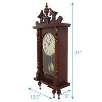 Bedford Clock Collection Classic 31" Chiming Wall Clock With Roman Numerals And A Swinging Pendulum in a Cherry Oak Finish EasyOptionXY LLC