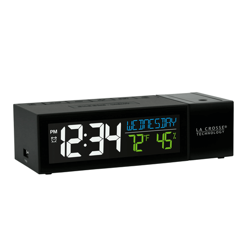 La Crosse Technology Black Pop-up Bar Projection LCD Alarm Clock with USB Port, 616-1950-INT EasyOptionXY LLC