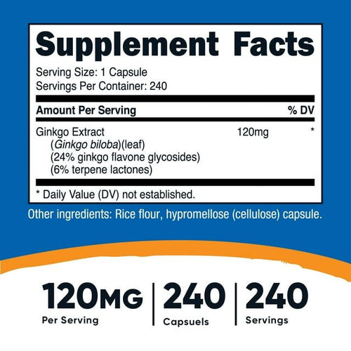 Nutricost Ginkgo Biloba Capsules 120mg, 240 Capsules, Supplement EasyOptionXY LLC